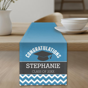 Camino De Mesa Corto Graduado de felicitaciones - Graduación azul negro