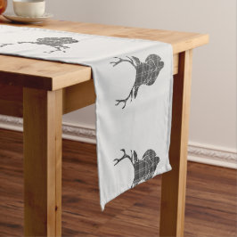Camino De Mesa Corto Gray Tartan Stag Head Antler Rustic