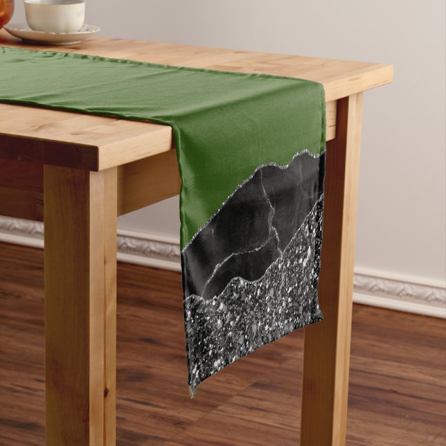 Camino De Mesa Corto GREEN BLACK MARBLE AGBLE Table Runner (In Situ)