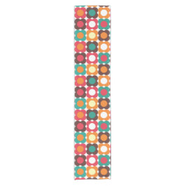 Camino De Mesa Corto Groovy 70s Retro Flower Pattern | Bold Boho Floral