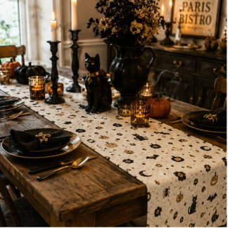Camino De Mesa Corto Halloween Bistro Parisino Mosaico Vintage Gótico 