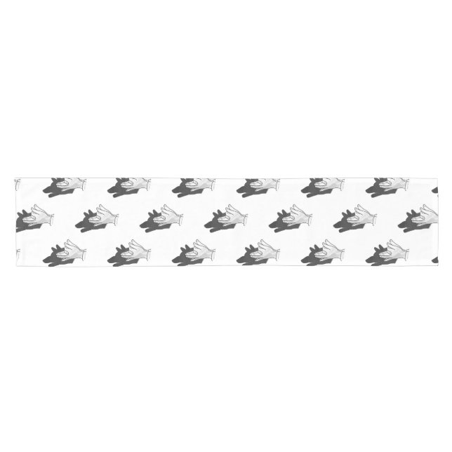 Camino De Mesa Corto Hand Silhouette Wolf (Horizontal)