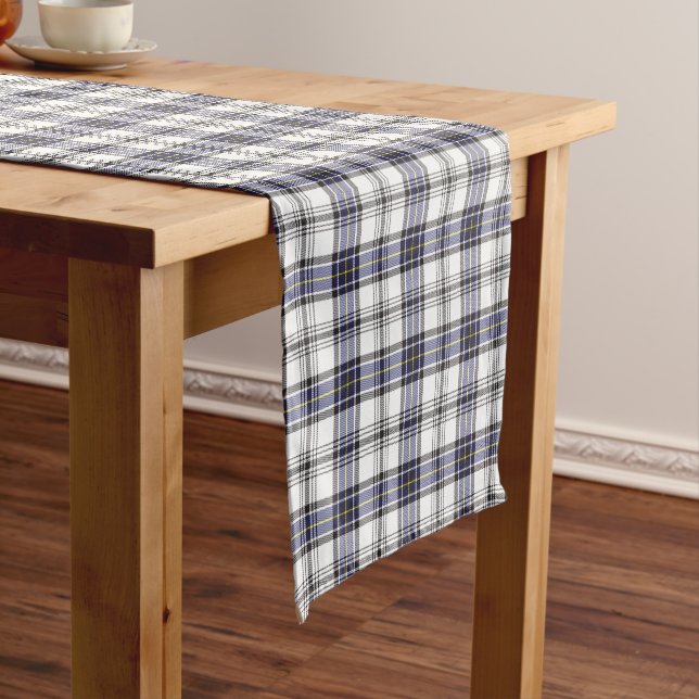Camino De Mesa Corto Hannay Tartan Plaid Blue Black Pattern (In Situ)