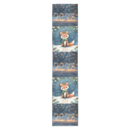 Camino De Mesa Corto happy new year 2026 cute winter fox holiday