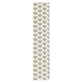 Camino De Mesa Corto Heart Shaped Plaid Tan Blue White Table Runner