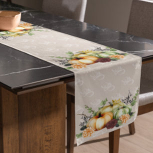 Camino De Mesa Corto Hermosa calabaza otoño acuarela caída