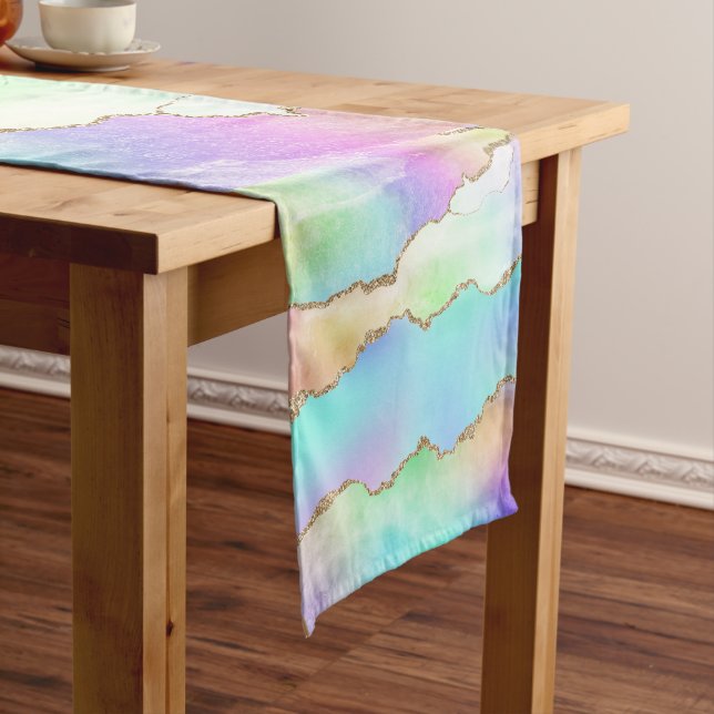 Camino De Mesa Corto Holo Agate | Mármol falso irlandés Pastel Ombre (In Situ)