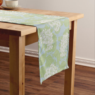 Camino De Mesa Corto Hortensia elegante cottagecore azul polvoriento ve