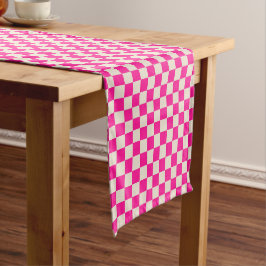 Camino De Mesa Corto Hot pink and tan checkerboard pattern