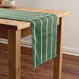 Camino De Mesa Corto Hunter Green y White Thin Horizontal Striping