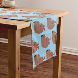 Camino De Mesa Corto Ilustracion personalizado de capybara ukulele cant