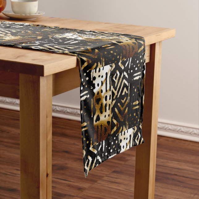 Camino De Mesa Corto Impresión de tela de barro africana (In Situ)