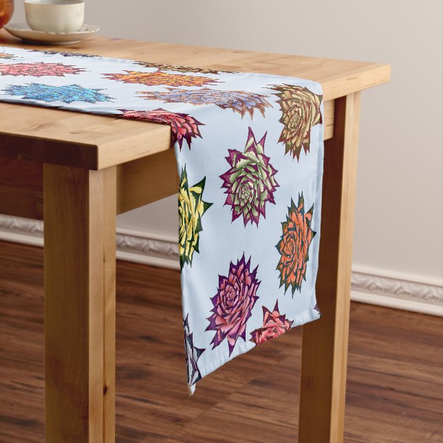 Camino De Mesa Corto Impresión Rosa Araña, Patrón floral de estilo mode (In Situ)