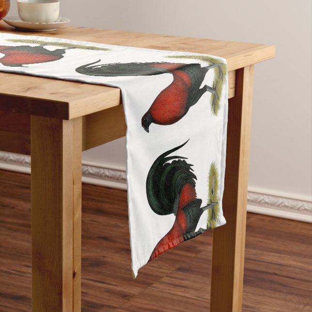 Camino De Mesa Corto Juego americano BB Rojo Negro Rooster (In Situ)