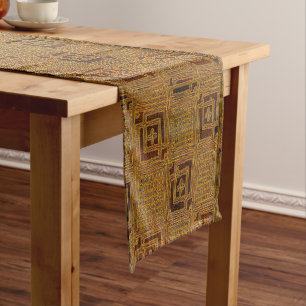 Camino De Mesa Corto Kuba Cloth Motif Print