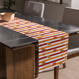 Camino De Mesa Corto Las hojas de otoño caen a rayas personalizadas