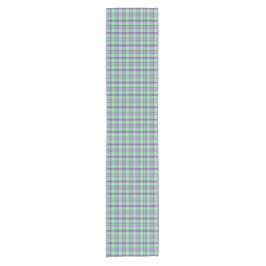 Camino De Mesa Corto Lime Green Purple Plaid Classic Pattern