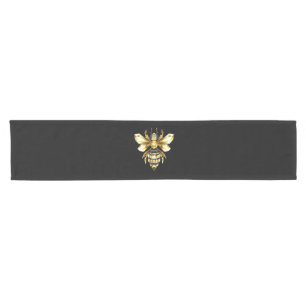 Camino De Mesa Corto Logotipo de Relieve metalizado dorado falso poligo