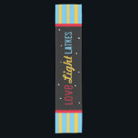Camino De Mesa Corto Love Light Latkes Black Hanukkah Funny Quote Table<br><div class="desc">Love Light Latkes Black Hanukkah Funny Quote Paper napkins will brighten up your family Hanukkah Party! This colorful, humorous saying really stands out on the black starry-night background. Sure to make friends & Family smile. Includes space for your name or message. If you would like to see a variation of...</div>
