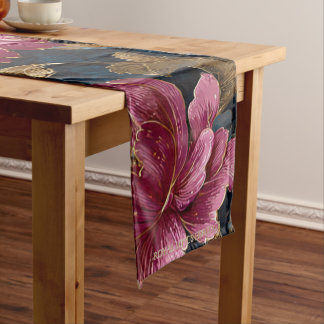Camino De Mesa Corto Luxury Floral Vintage Royal