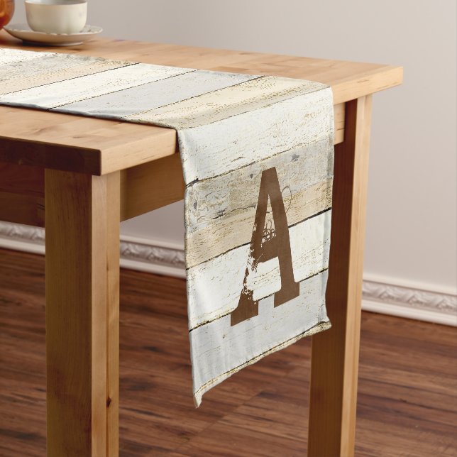 Camino De Mesa Corto Madera rústica y letra (In Situ)