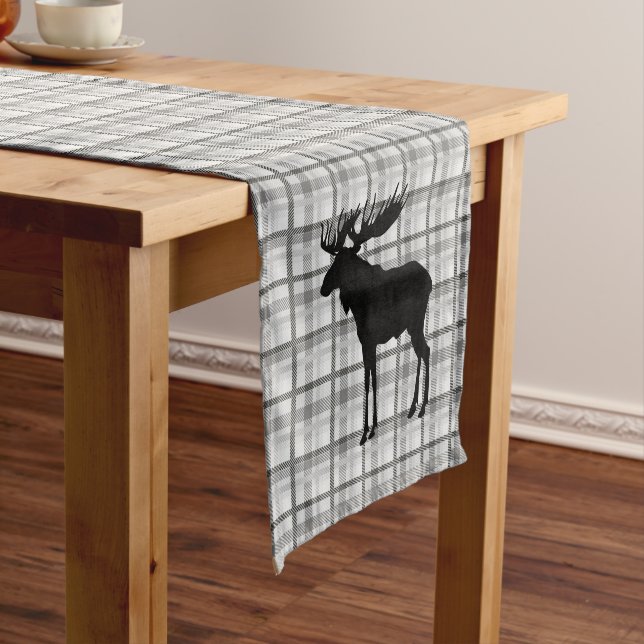 Camino De Mesa Corto Manejo de tabla Gray Plaid & Moose (In Situ)