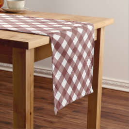 Camino De Mesa Corto Minimalista Rusty Red Gingham Plaid Pattern