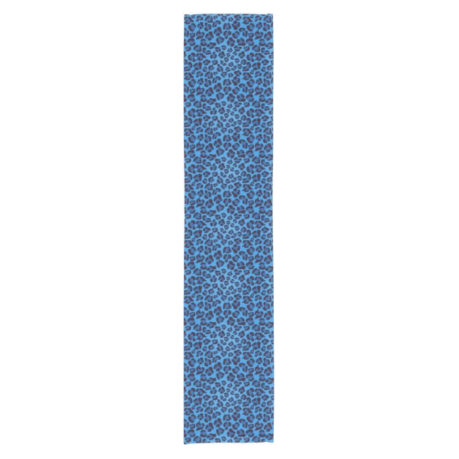 Camino De Mesa Corto modelo azul de la textura del leopardo (Anverso)