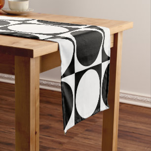 Camino De Mesa Corto Modelo elegante de White&Black Squares&Circles