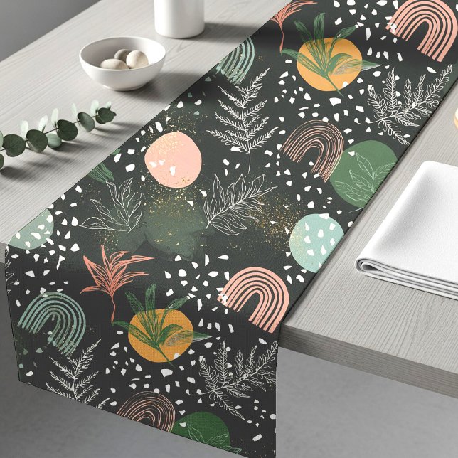Camino De Mesa Corto Modern Abstract Terrazzo & Botanical Collage  (Subido por el creador)