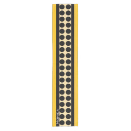 Camino De Mesa Corto Modern yellow  beige &black dots monogram name