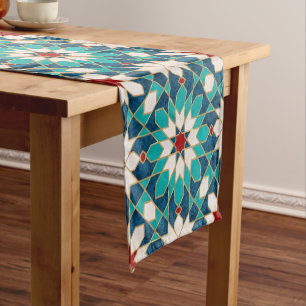 Camino De Mesa Corto Mosaico marroquí de mármol rojo azul Verde azula