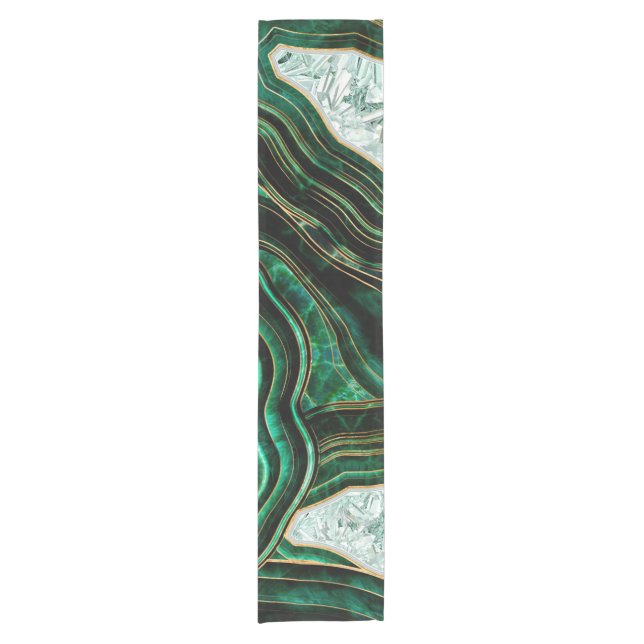 Camino De Mesa Corto Moss Green Geode y Crystals Digital Art (Anverso)