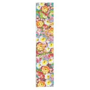 Camino De Mesa Corto Motivo floral vintage de arte floral Primrose flor