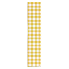 Camino De Mesa Corto Mustard Yellow Plaid Gingham Retro Table Runner