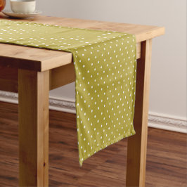 Camino De Mesa Corto  Mustard yellow white polka dots pattern 