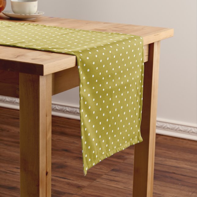 Camino De Mesa Corto  Mustard yellow white polka dots pattern  (In Situ)