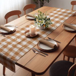 Camino De Mesa Corto Naranja Farmhouse Buffalo Plaid