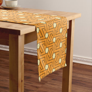 Camino De Mesa Corto Naranja oriental beige triángulo hexágono egipcio