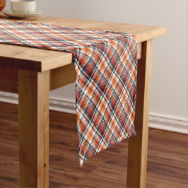 Camino De Mesa Corto Naranja Tartan Plaid