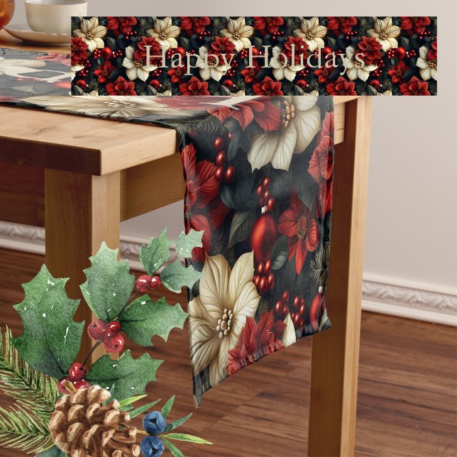 Camino De Mesa Corto Navidades de Poinsettia Roja (This table runner will make your table festive!)