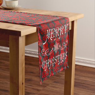 Camino De Mesa Corto Navidades Elegant, Damask victoriano