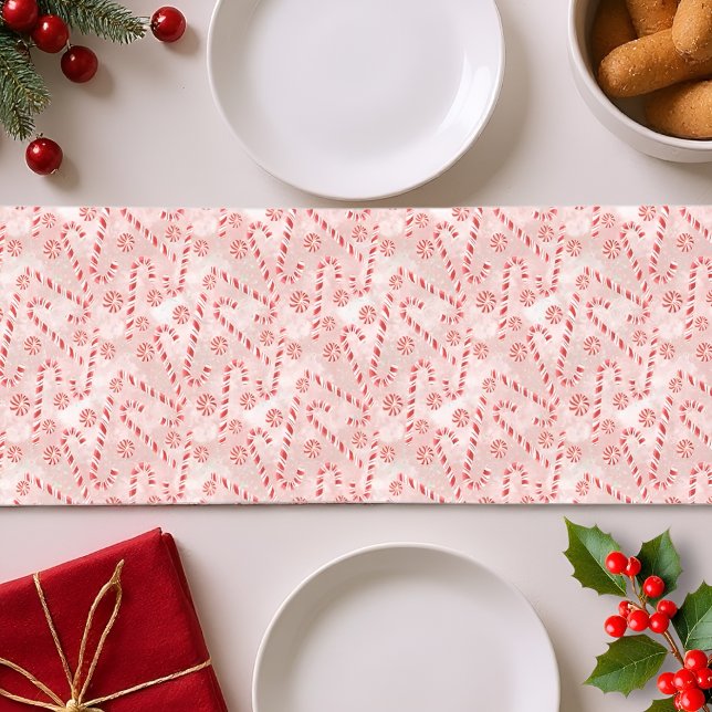 Camino De Mesa Corto Navidades rosados de Candy Cane (Subido por el creador)