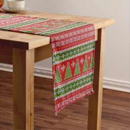 Camino De Mesa Corto Navidades Viernes Verde Rojo Elegante