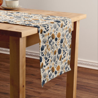 Camino De Mesa Corto Navy & Ochre Botanical Table Runner