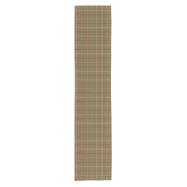 Camino De Mesa Corto Olive Burgundy White Plaid Classic Table Runner