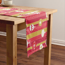 Camino De Mesa Corto Ornamentos del árbol de navidad rojo amarillo