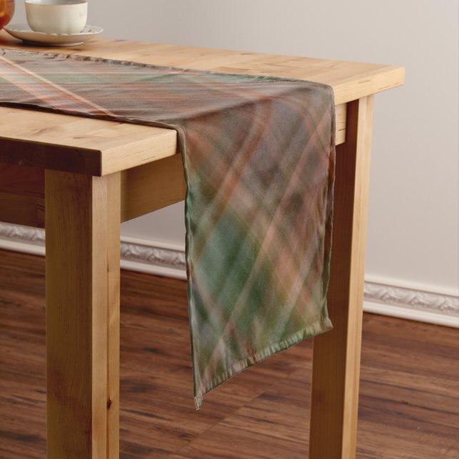 Camino De Mesa Corto Otoño Baldcypress Naranja, rojo y verde plaid (In Situ)