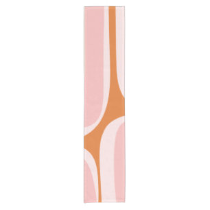 Camino De Mesa Corto Patrón abstracto rosa y Naranja de ranura retro