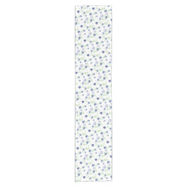 Camino De Mesa Corto Patrón azul acuarela